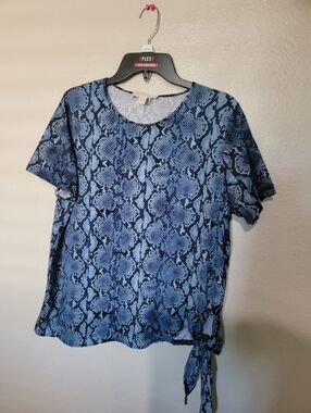 Michael Kors Navy and Light Blue Snake Print Top
